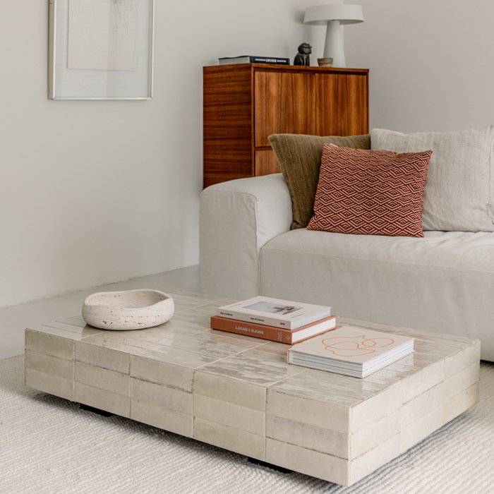 Salontafel Tilo - Beige tegel - 120 cm - Rechthoekig