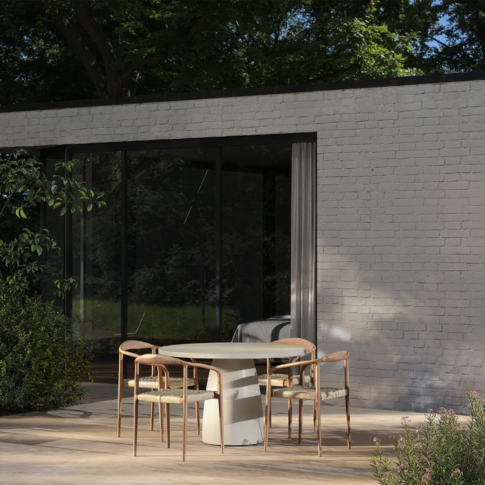 Ronde eettafel voor buiten - Uzé - D120 H75 - Latte - Polycomposiet