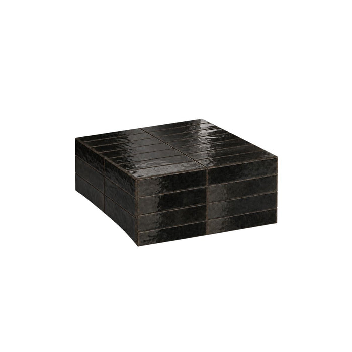 Couchtisch Vence mit schwarzen Fliesen, niedrig, 27 cm