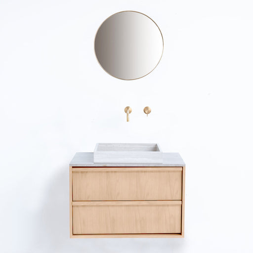 Eiken badkamerkast Fien - Veneer marmeren wastafelmeubel - 80 cm