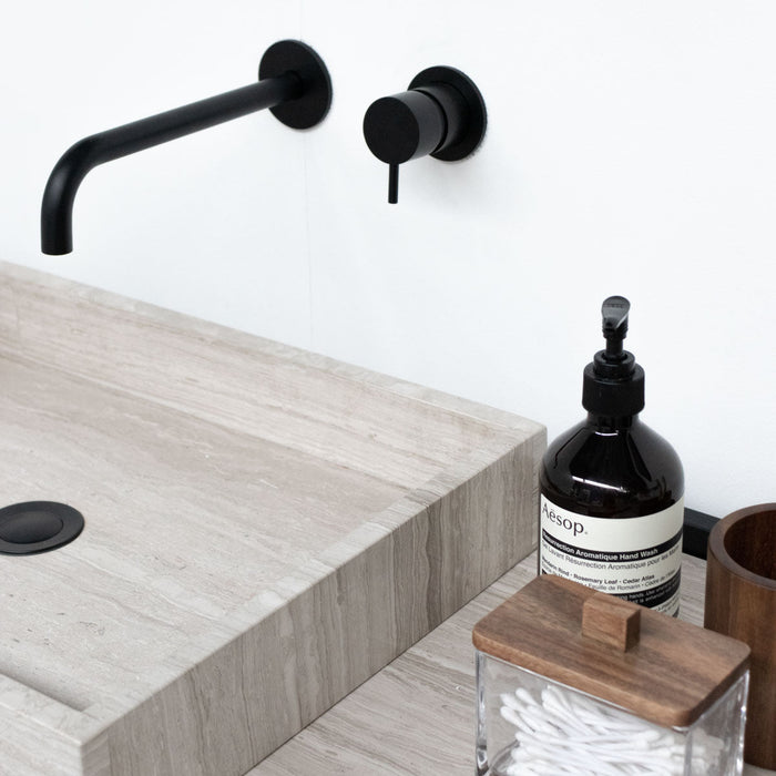 Badkamerset Felix 150cm Zwart Eik en Beige Marmer 