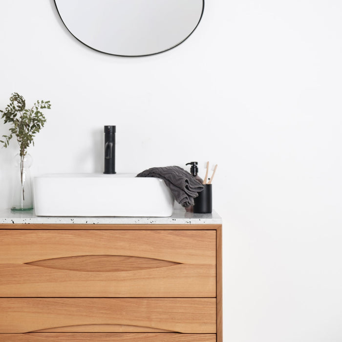 Eiken Bill badkamermeubel - Alexis 6 wastafel - Terrazzo bovenplaat