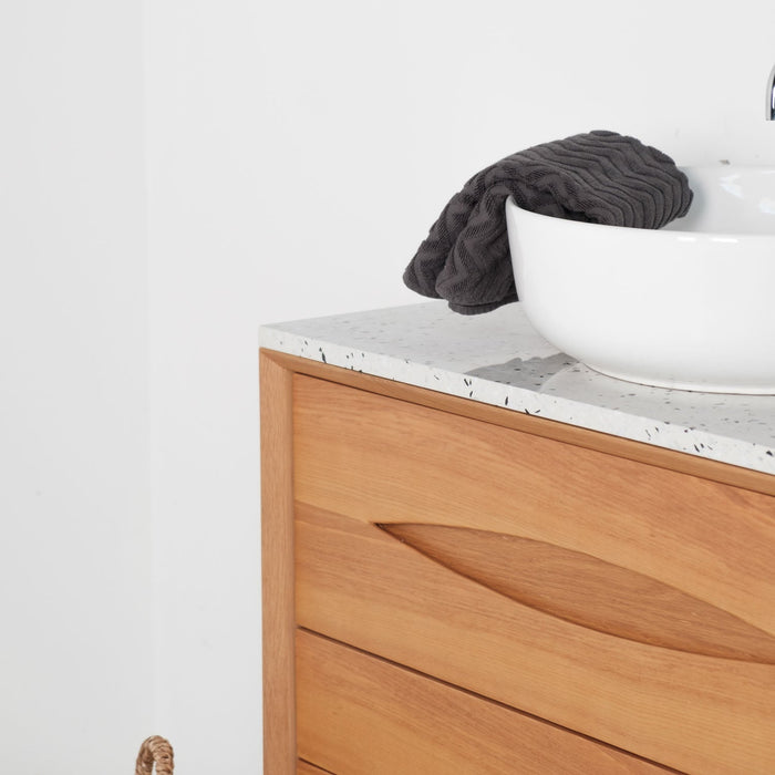 Scandinavische badkamerset met Bill Eik - Alexis II wastafel - Terrazzo-uitstraling - 80 cm