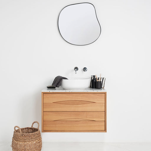 Set van Scandinavisch badkamermeubel Bill Eik - Alexis II wastafel - Terrazzo-uitstraling - 80 cm