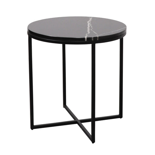 Bijzettafeltje Margaux Dia 50cm Zwart Marmeren Blad