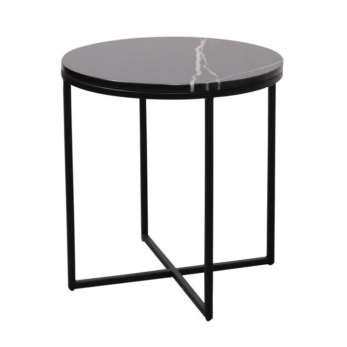 Bijzettafeltje Margaux Dia 50cm Zwart Marmeren Blad