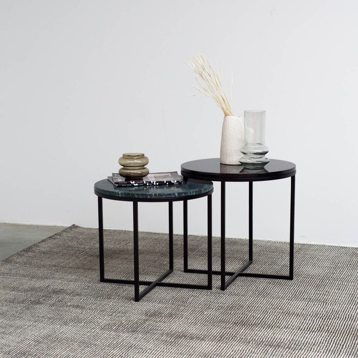Bijzettafeltje Margaux Dia 50cm Zwart Marmeren Blad