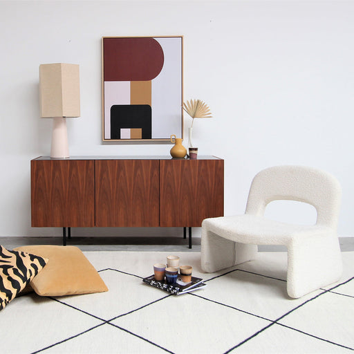 Dressoir in walnoot met zwart marmeren blad