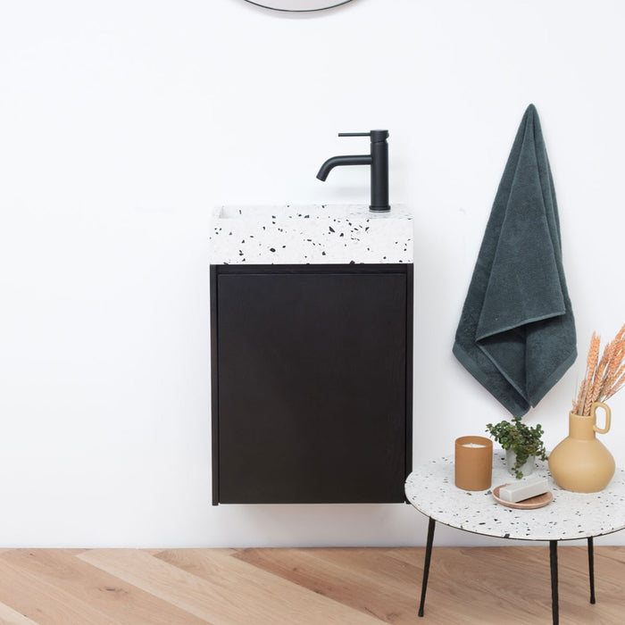 Toiletmeubel terrazzo zwart fineerhout