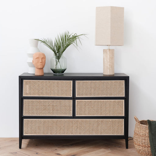rotan dressoir wesley naturel zwart Furnified