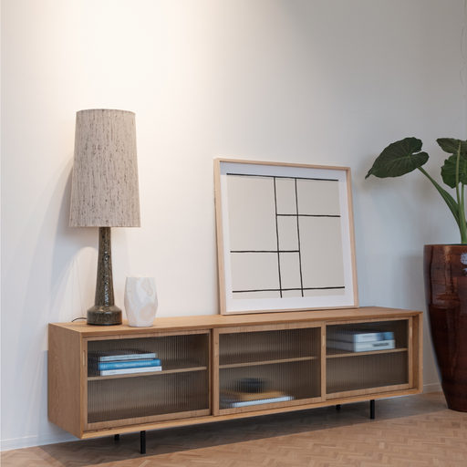 eiken dressoir met glazen deuren