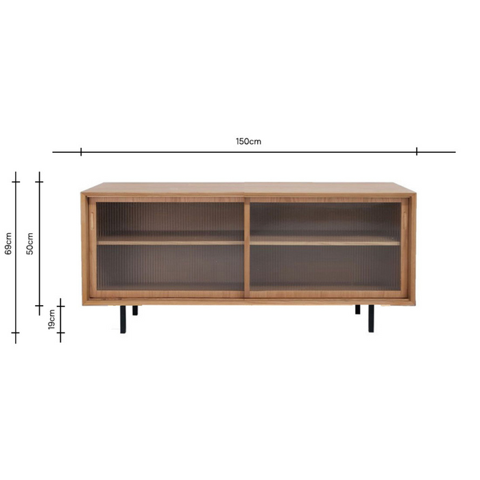 Sanchez dressoir - Natuurlijk Eik - 150 cm - Glazen deuren