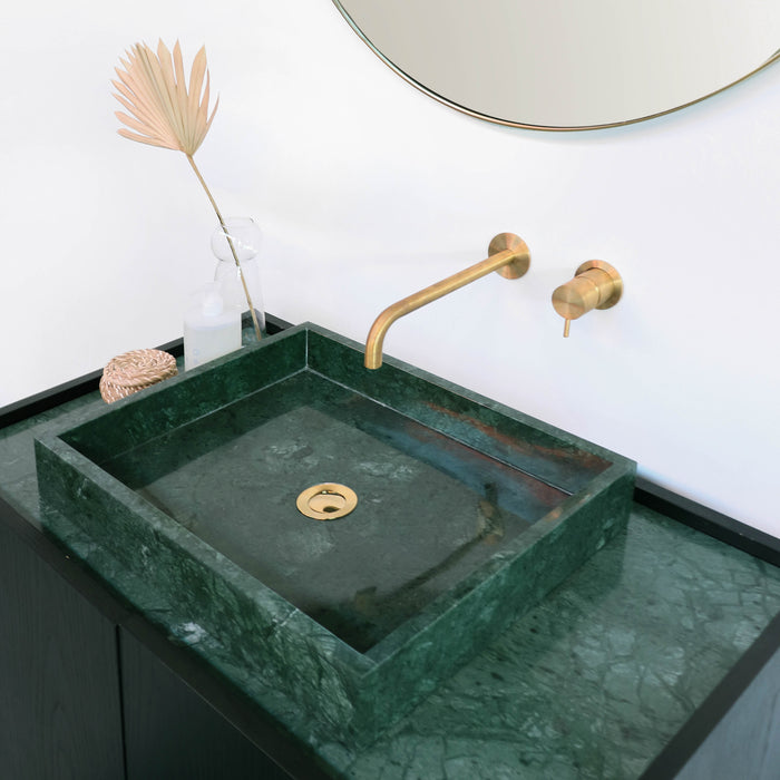 Set Felix in Zwart Eik met George Lavabo in Groen Marmer 