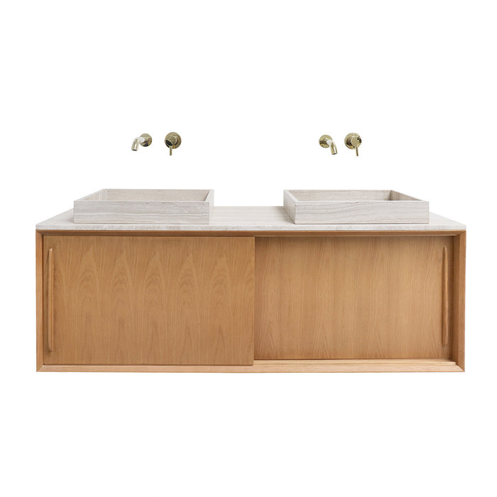 Badkamermeubel 150cm met Beige Marmer en George Wastafels Nestor 