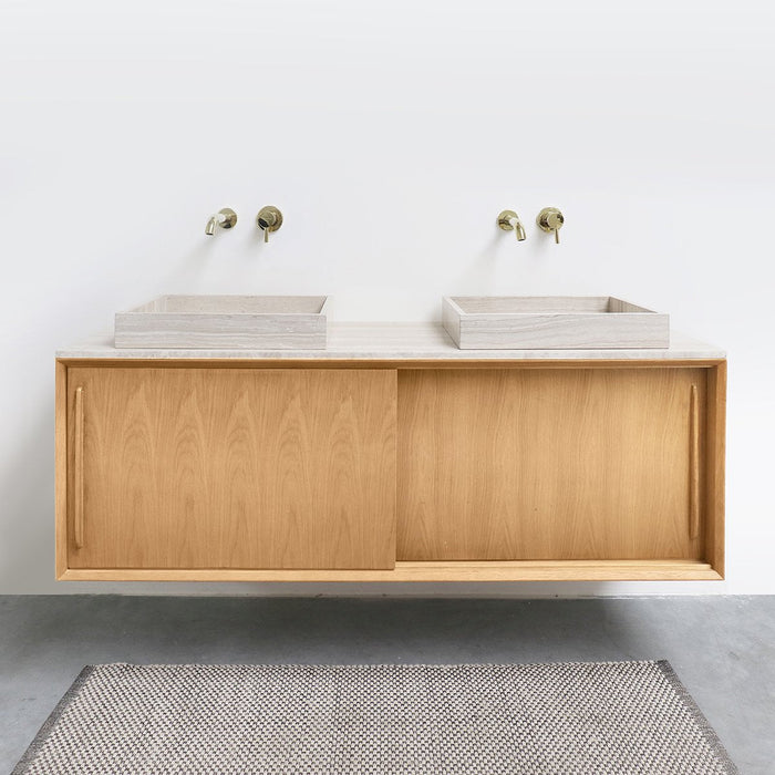 Badkamerset Nestor in Eik met Beige Marmer 
