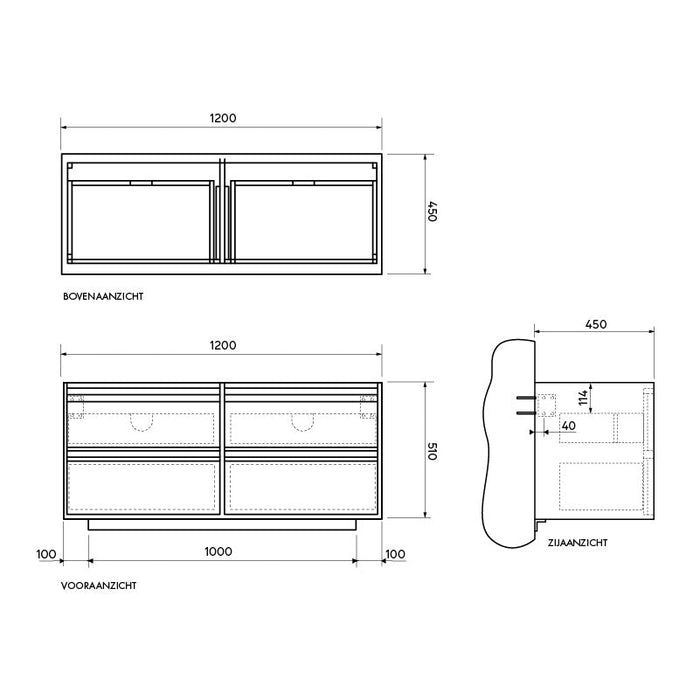 Mueble de baño de roble con lavabo Alexis II 120 cm