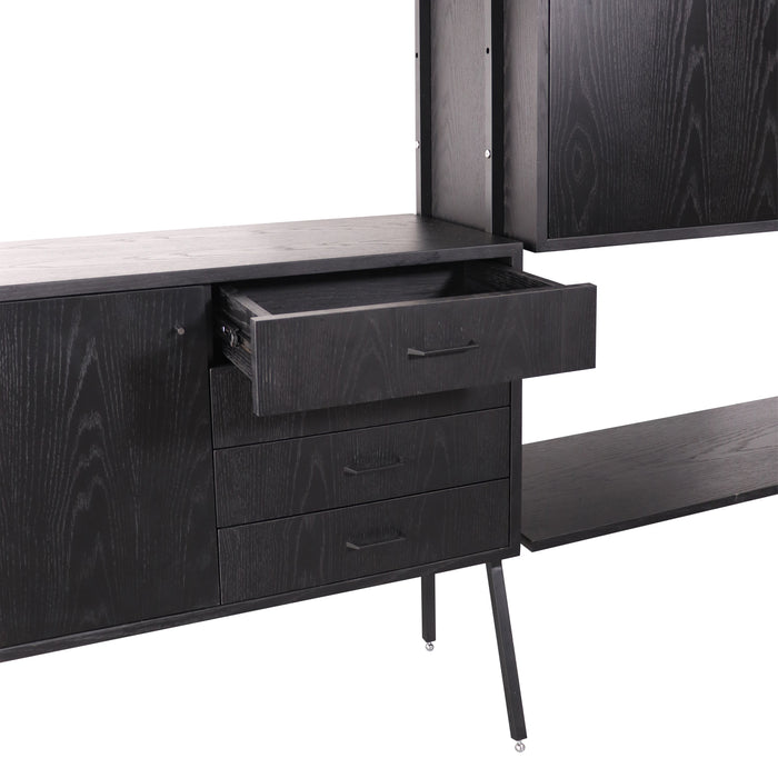 Uitbreiding Vintage Wandkast Zwart (92x230cm)