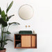 Vintage badkamermeubel nestor rotan teak hout groen marmer lavabo
