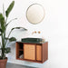 Vintage Badkamerset Nestor 80cm Teak Riet en Groen Marmer