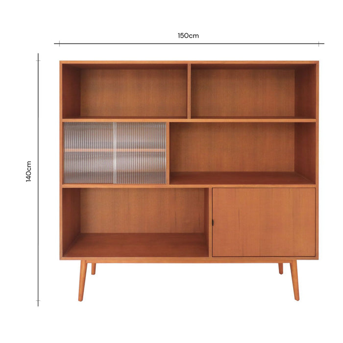 Armoire murale vintage Felix en teck 150x140 cm
