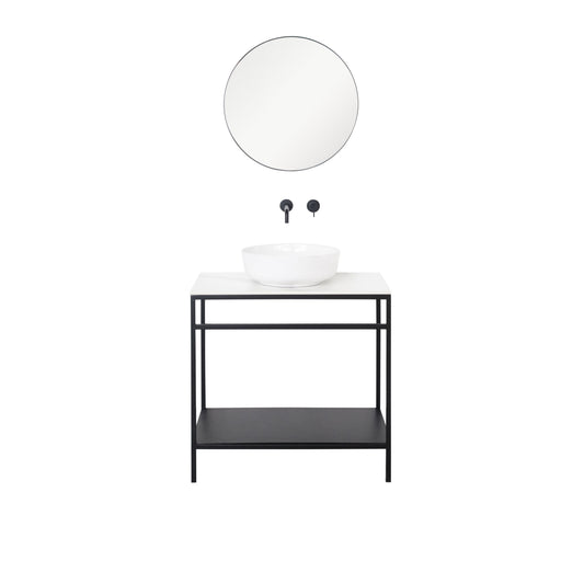 Wastafelmeubel Jules Zwart 80cm Wit Keramiek