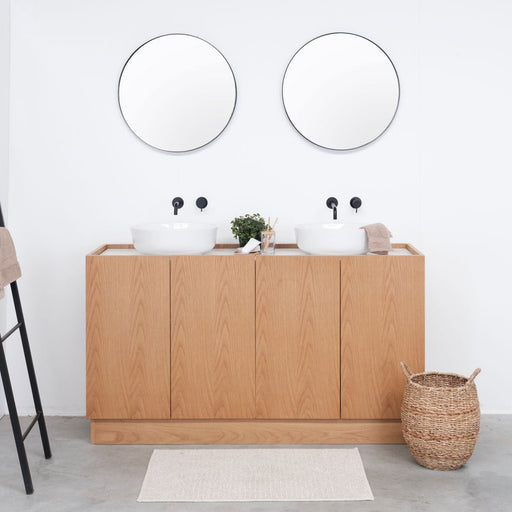 Scandinavisch badkamermeubel van eikenhout - Wit keramiek - Alexis II - 150 cm - Felix
