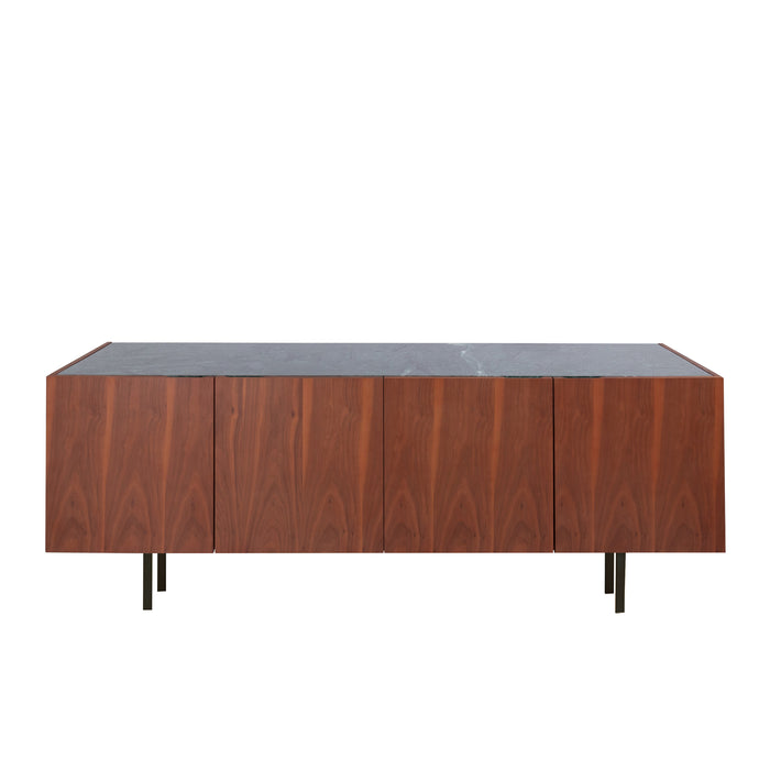 Dressoir met Marmer - Pisa - Walnoot/Groen Marmer (200cm)