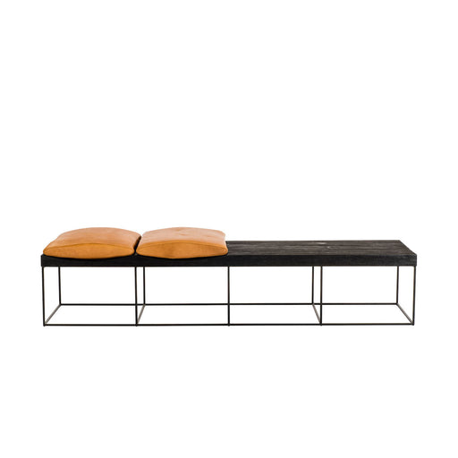 Zwarte Zitbank Leonore Fume Hout/Cognac Leder