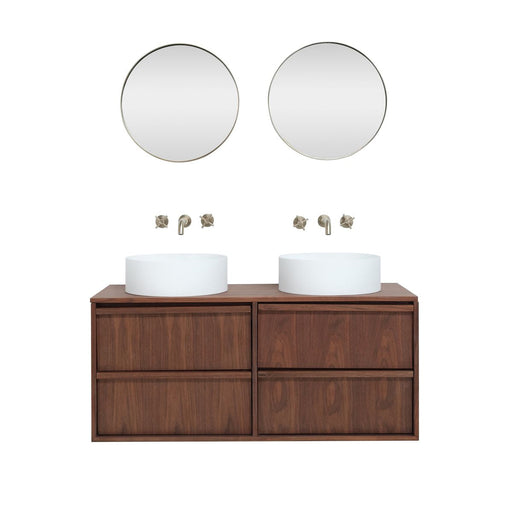 Fien badkamerkast - Walnoot - 120 cm - Sims solid surface waskommen