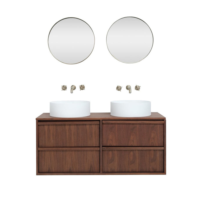 Fien badkamerkast - Walnoot - 120 cm - Sims solid surface waskommen